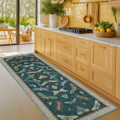 Brown and Green Kitchen Sink Runner Rug 2x6 (12 Sq Ft)