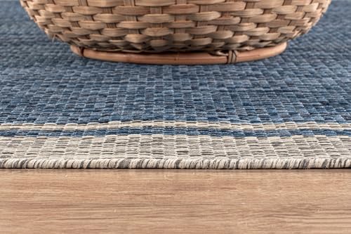 Outdoor Rug 5x7 Bordered Navy Blue Gray Modern Area Rugs for Indoor and Outdoor Patios (35 Sq Ft)