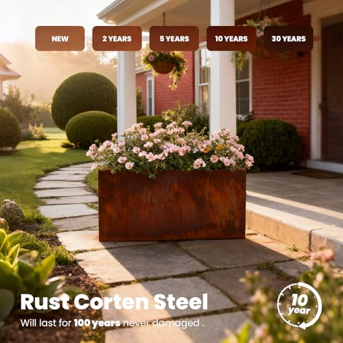 Corten Steel Planter Box 24" L x 12" W x 12" H