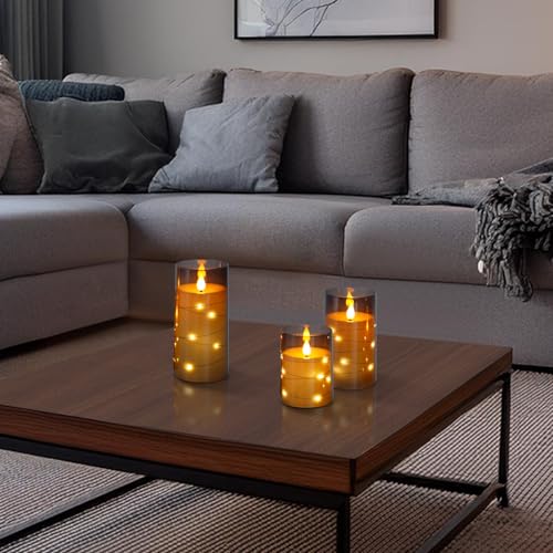 Flickering Flameless Candles Battery Operated Candles LED Candles with Remote Timer for Home (3 Count)