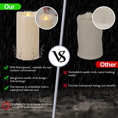 4" x 8" Outdoor Candles with Remote Timer Large Battery Operated Candles
