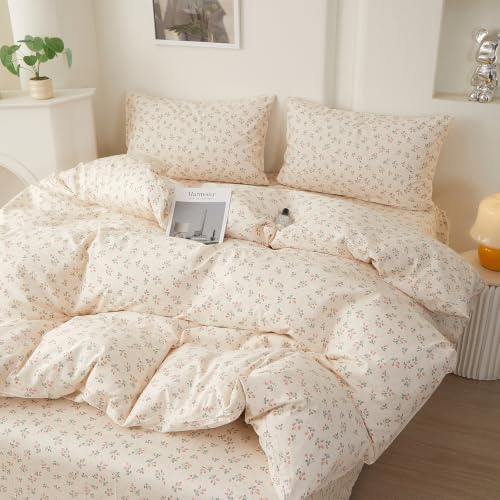 Full Size Comforter Set Chic Botanical Floral Strawberry Bedding Set