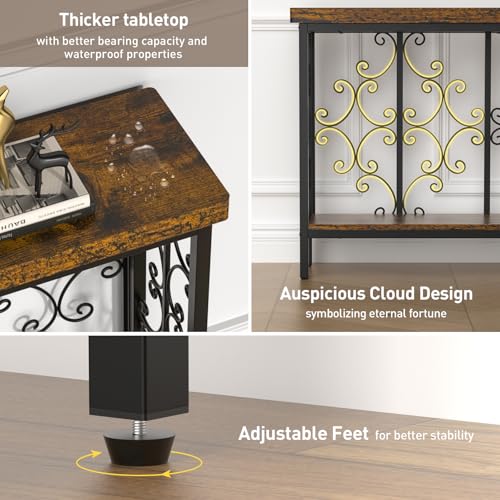 70.9" Narrow Sofa Table Behind Couch with 2