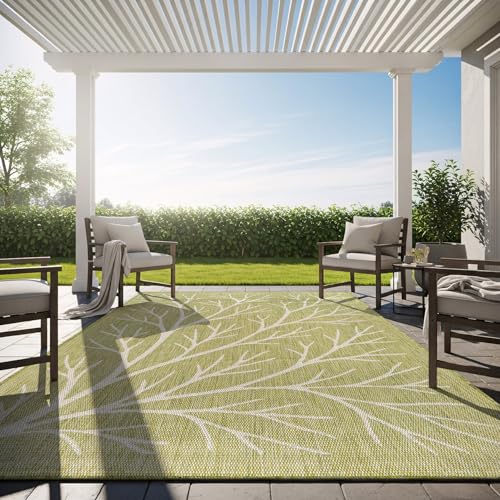 Washable Indoor Outdoor Rug 6x9 Modern Area Rugs Branch Pattern Non Shedding Waterproof Easy Clean Patio Deck Porch Living Room Bedroom Garden RV (54 Sq Ft)