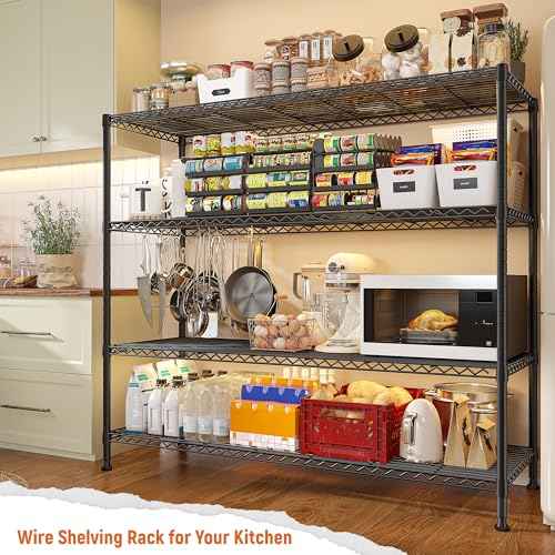 4 Tier Storage Shelves 45.3''W Wire Shelving Unit for Garage (2 Count)