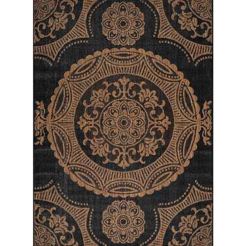 Medallion Outdoor Rug 5x7 Washable Outside Carpet for Indoor Patio Porch Waterproof Easy Cleaning Non Shedding Area Rugs Nut Brown 5 x 7