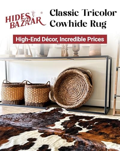 Tricolor Cowhide Rug Classic Brown