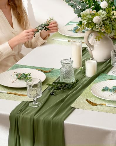 Gradient Green Woven Placemats Set of 24 (24 Count)
