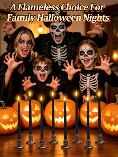 12 Pcs Halloween Black LED Flameless Candles with Remote (12 Count)