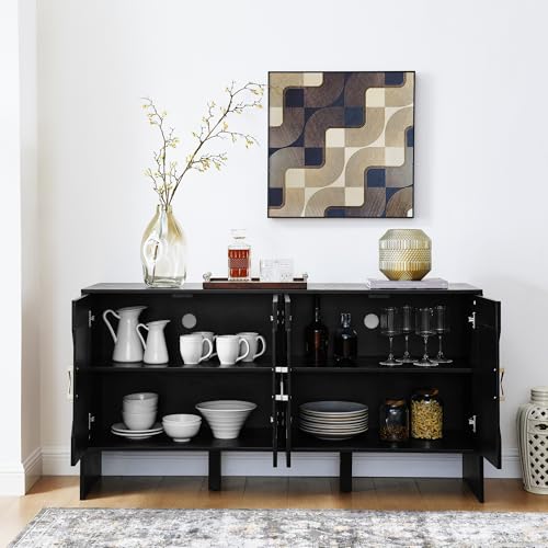 60" Mid Century Modern Sideboard Buffet Cabinet with Storage
