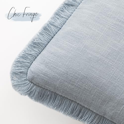 Decorative Linen Fringe Throw Pillow Covers 26×26 Inch (2 Count)