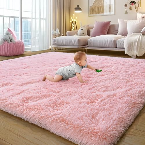 Ultra Soft Fluffy Pink Rugs for Bedroom 4x6 Feet