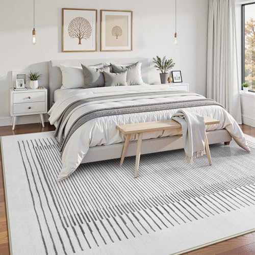 Washable Striped 8x10 Rugs for Living Room (80 Sq Ft)