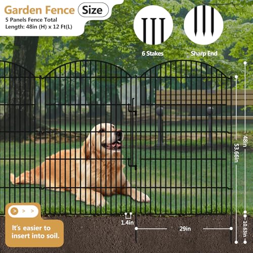 5 Panels Garden Fence Animal Barrier with Lock