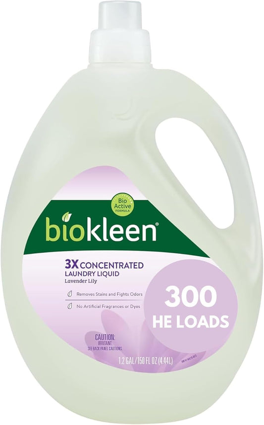 Biokleen Natural Laundry Detergent - 300 HE Loads - Liquid, Eco-Friendly, Plant-Based, No Artificial Fragrance, Colors or Preservatives, Lavender Lily, 150 Fl Oz - Décor Diaries