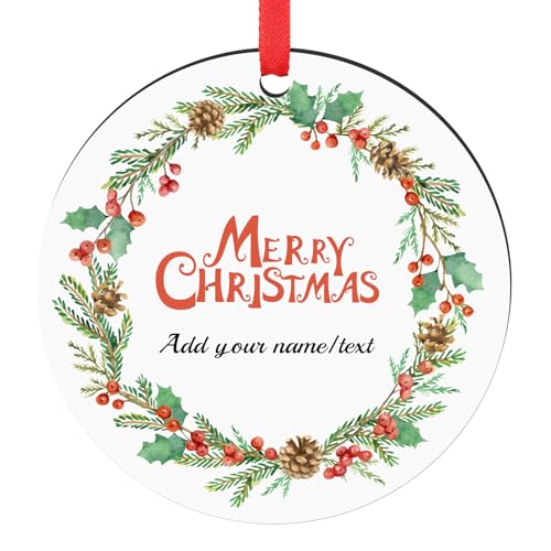 Personalized Christmas Ornaments 2025 Wood Custom Photo Picture Text Christmas Ornament Personalized Ornament Christmas Xmas Tree Decorations for Kids Couples Family Friends