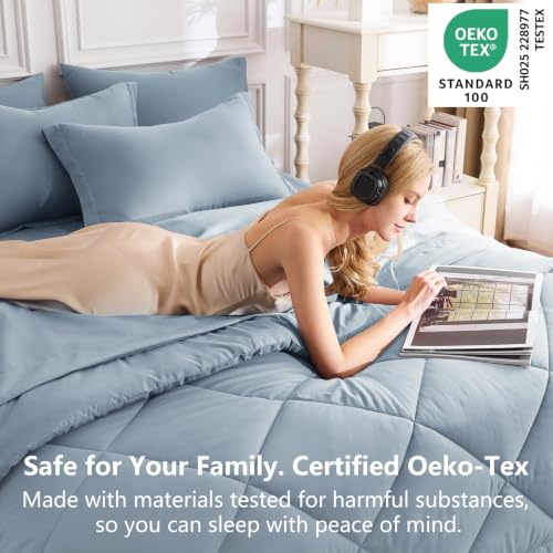 King Size Comforter Set Dusty Blue