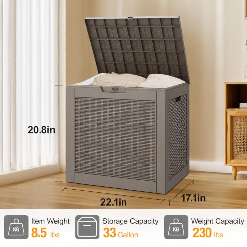 33 Gallon Outdoor Storage Box Waterproof Deck Box for Patio