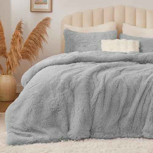 Grey Fluffy Comforter Set King