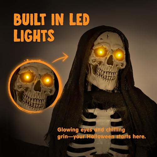 6 Ft Flying Grim Reaper Animated Halloween Decorations Outdoor with Sickle