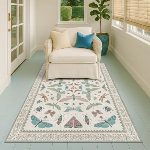 Light Blue and Pink Rug 4x6 Rugs for Bedroom Under Bed (24 Sq Ft)