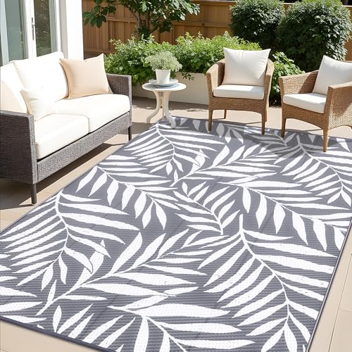 Outdoor Rug 9x12 ft Waterproof Reversible Leaf Mat