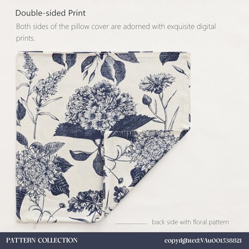 Set of 2 Linen Floral Vintage Throw Pillow Covers Neutral Accent Print Decorative Cozy Cushion Covers Farmhouse Boho Home Decor for Sofa Chair Couch Bed Living Room