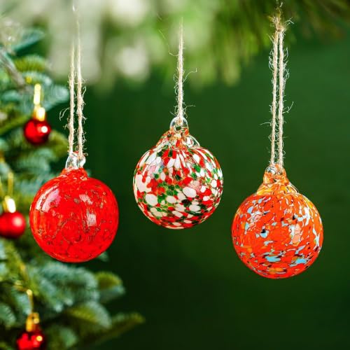 Set of 3 Hand Blown Glass Ball Ornament 2.3in Hanging Glass Gazing Balls