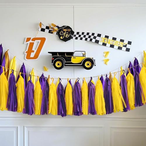 Purple Yellow Paper Tassel (20 Count)