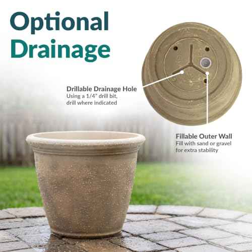Sunnydaze Anjelica 15.25'' Large Plastic Planter Pot for Plants