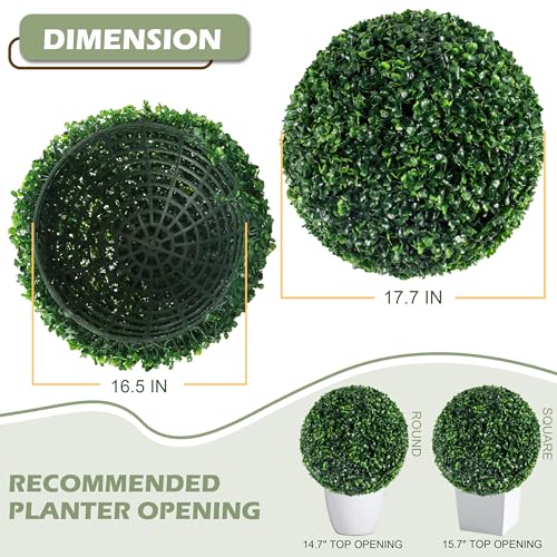 2 PCS 17.7 inch 2 Layers Artificial Plant Topiary Ball Faux Boxwood