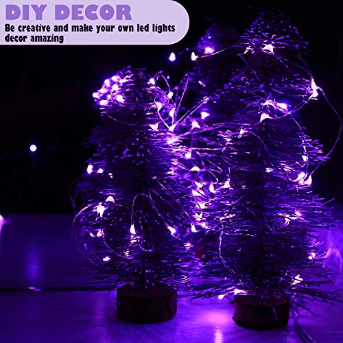 6 Pack Fairy Lights Battery Operated 10ft Silver Wire 30 LEDs Purple (6 Count)