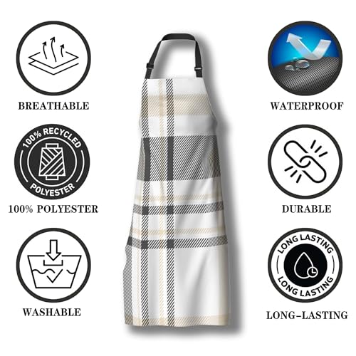 Makeup Apron for Women Plaid Texture Funny Aprons for Men for Kitchen Cooking Restaurant BBQ Painting Crafting Gardening 27”
