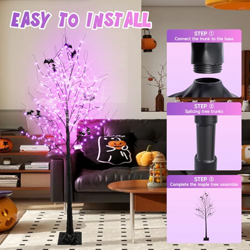 Halloween Lighted Tree with 260 LED Lights (purple(diy))