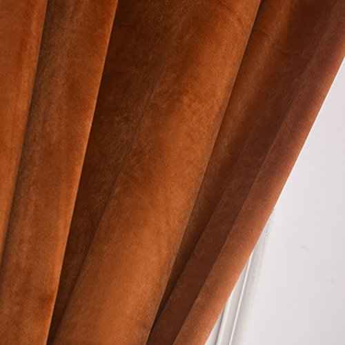 Super Soft Rustic Velvet Decor Blackout Drapes Room Darkening Curtains Panel Metallic Grommet Drapery 52 by 72 Inch Caramel Cafe