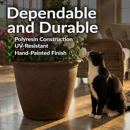 Sunnydaze Anjelica 20'' Large Plastic Planter Pot for Plants (4 Count)