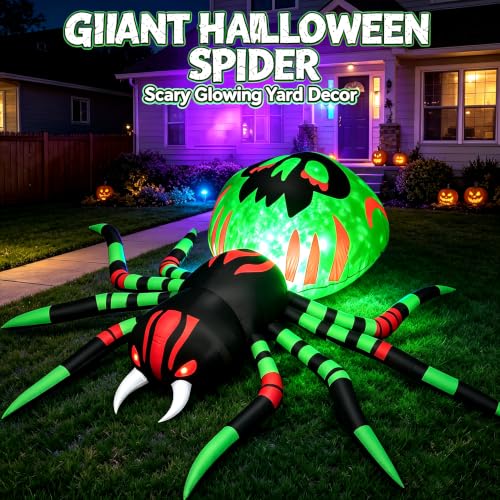 11FT Halloween Inflatables Spider Outdoor Decorations for Yard (Green)