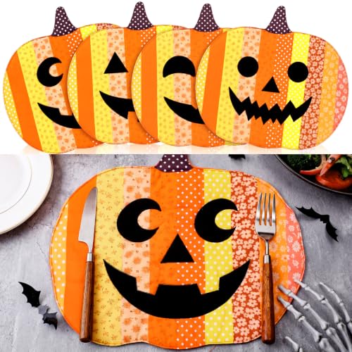4 Pcs Halloween Pumpkin Placemat Jack O Pumpkin Tablemats (4 Count)