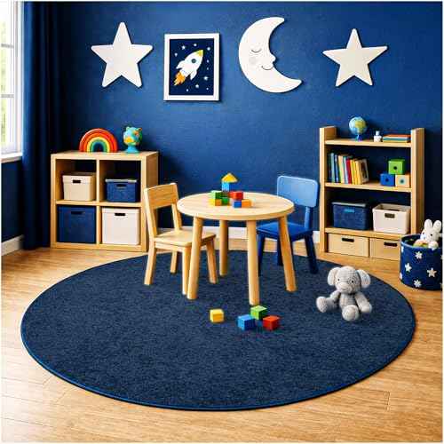 Soft & Colorful 4' Round Kids Classroom Area Rug