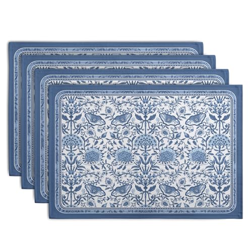Blue Floral Boho Placemats Set of 4