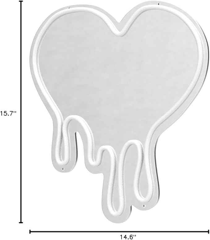Melting Heart Neon Acrylic Mirror Sign with LED Light - Pink Neon Signs for Wall Decor Shatterproof, Rustproof, Lightweight, Adjustable Brightness Superior Aesthetic Appeal Neon Light Mirror