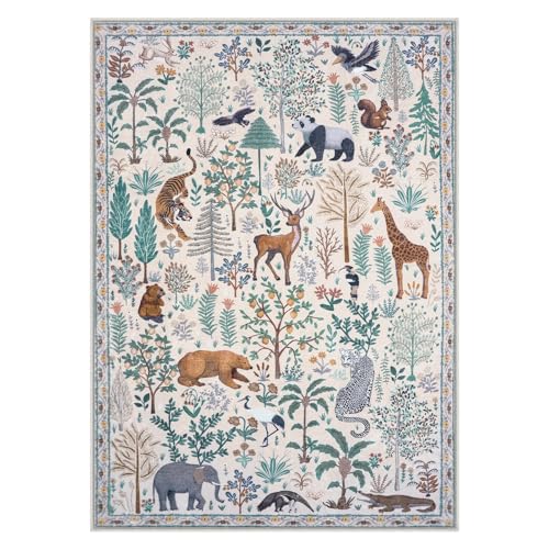 Jungle Living Room Rug 9x12 Washable Rugs for Classroom Nursery Rug