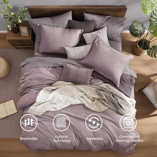 King Size Comforter Set 7 Pieces Lilac Cationic Dyeing Bed in a Bag