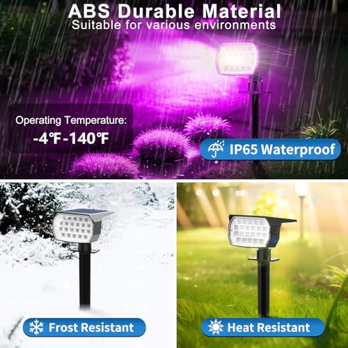 Solar Color Changing Spot Lights Outdoor Waterproof Colored RGB Solar Powered Landscape Lights for Yard 7 Lighting Modes Multicolor Solar Spotlights for Pathway Garden Outside (2 Count)