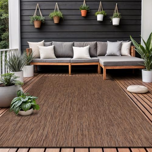 Washable Indoor Outdoor Rug 6x9 Weather Resistant Area Rugs Modern Solid for Porch Deck Balcony Backyard Patio Outside Carpet (54 Sq Ft)