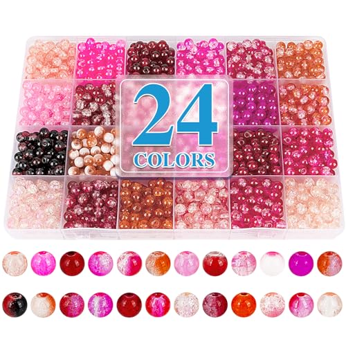 About 1200pcs 6mm Crack Glass Beads Bracelet Making Kit (1200 Count)