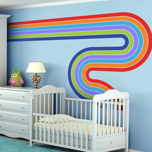 65" x 116" Large Removable Boho Rainbow Road Wall Decor (9 Count)