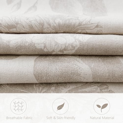 Set of 2 Linen Floral Vintage Throw Pillow Covers Neutral Accent Decorative Cushion Covers Farmhouse Boho Home Decor for Sofa Chair Couch Bedroom Living Room (2 Count)