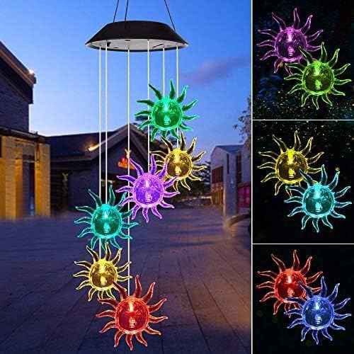 Sun Flower Solar Wind Chimes,gradening Gift for All Father,Stepdad,Grandpa,Husband,mom,Grandma,Women,Aunt,Daughter,Nana,Sister, Birthday Day,Perfect for Patio Solar Light Yard Decor for Christmas