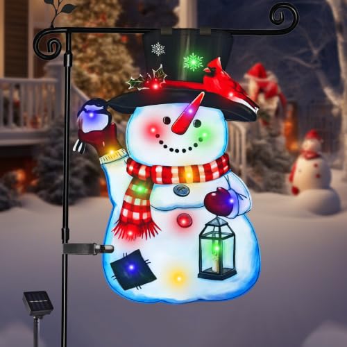 28x40 Lighted Christmas Snowman Garden Flag